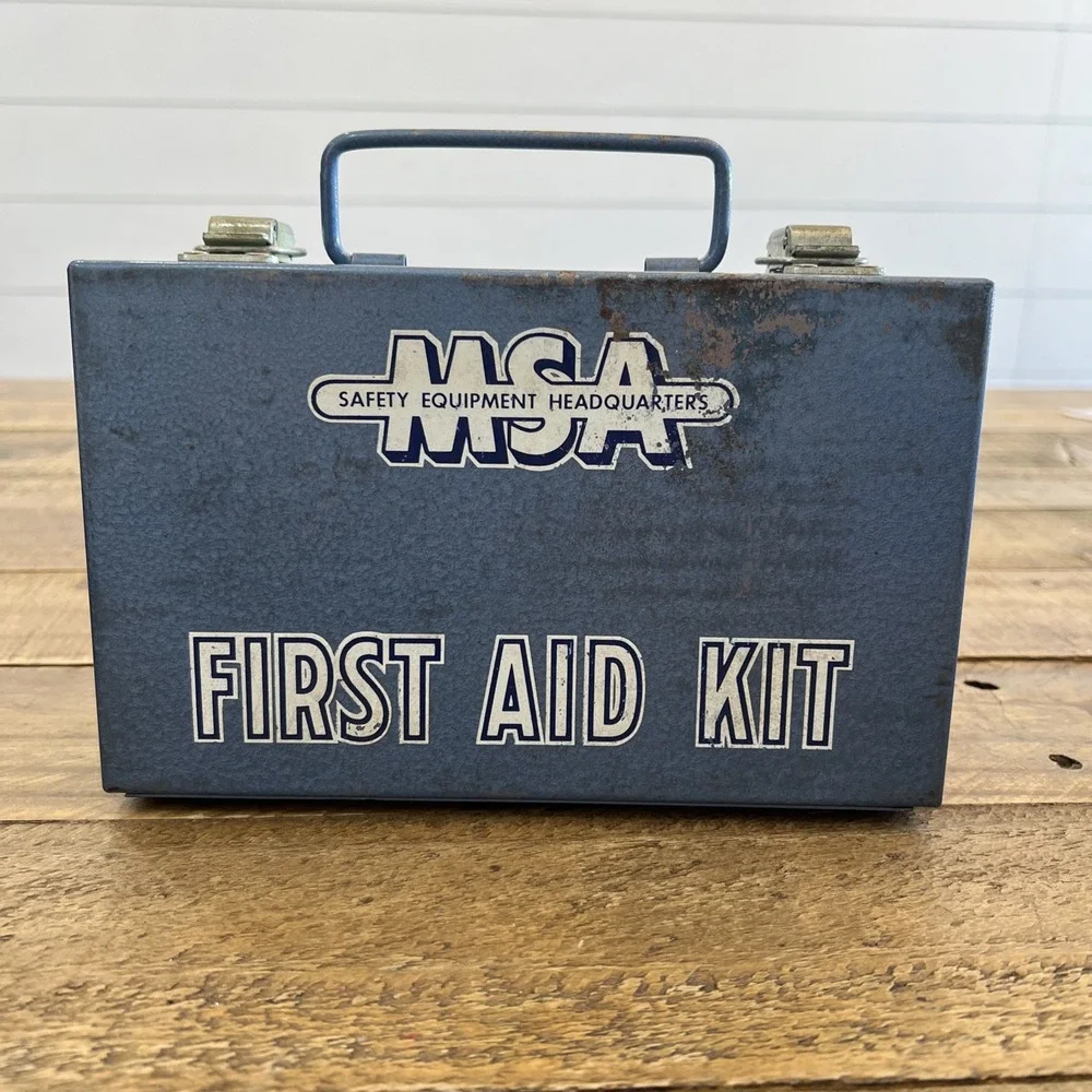 Vintage MSA Metal 10 Unit First Aid Kit Mine Safety Appliances Co USA Complete